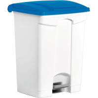 Blue 70L plastic pedal bins, set of three