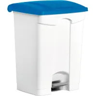 Blue 70L plastic pedal bins, set of three