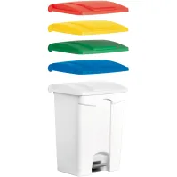 70L blue plastic pedal bin, set of 3