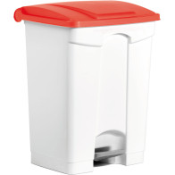 Red plastic pedal bins 70L set of three