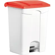 Red plastic pedal bins 70L set of three