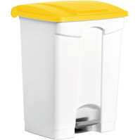 Yellow plastic trash can 70L pedal set of 3