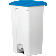 Set of 3 blue 90L trash cans with pedal