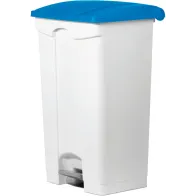 Set of 3 blue 90L trash cans with pedal