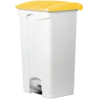 90L yellow plastic pedal bin for waste.