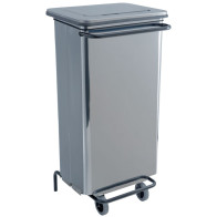 70L brushed stainless steel mobile container with elegant, practical pedal