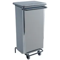70L brushed stainless steel mobile container with elegant, practical pedal