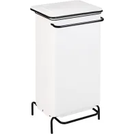 Stainless steel restaurant kitchen trash can with pedal.