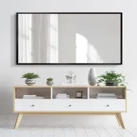 Personalized rectangular mirror with elegant black frame