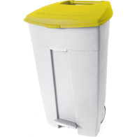 Practical yellow 120L mobile plastic pedal container