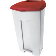 Red plastic container with pedal 120L mobile