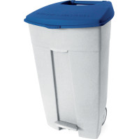 Blaue Pedalbehälter aus Kunststoff, 120 l, 3er-Set