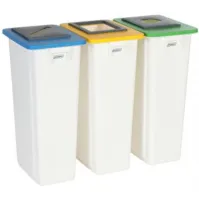 Praktischer und moderner weißer 80-Liter-Recyclingbehälter.