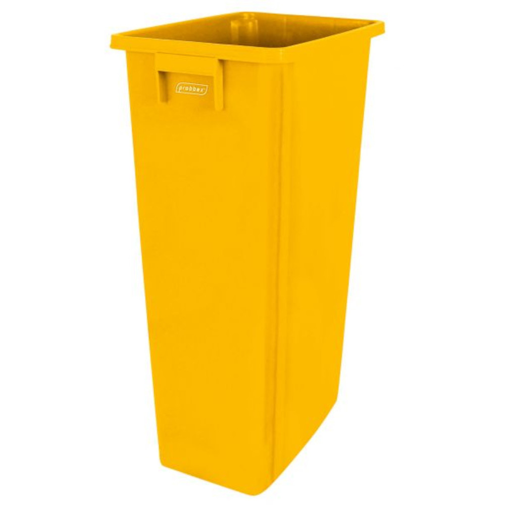 Gelber 80-Liter-Recyclingbehälter für wiederverwertbaren Sammelmüll Gelber 80-Liter-Recyclingbehälter für wiederverwertbaren Sammelmüll