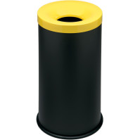 Elegant 50L black yellow fire-resistant tri-selective bin