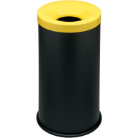 Elegant 50L black yellow fire-resistant tri-selective bin