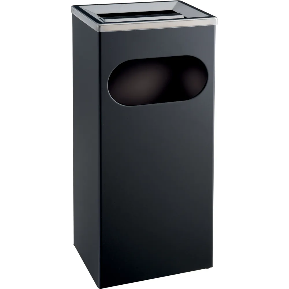 Rectangular ashtray bin 27 litres black steel