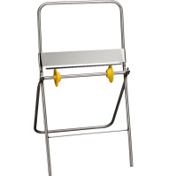 Robust and practical stainless steel paper dispenser on feet.