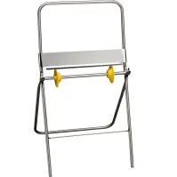 Robust and practical stainless steel paper dispenser on feet.