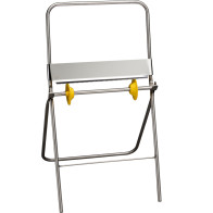 Robust and practical stainless steel paper dispenser on feet.