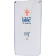 Periodical paper sachet dispenser on white wall