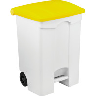 Mobile pedal container 70L yellow lid practical efficient