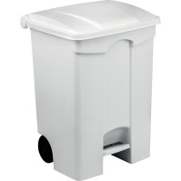 70L mobile container with pedal with white lid set of 3