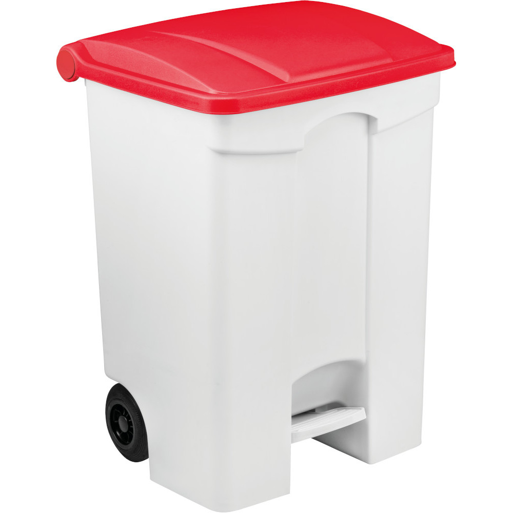 Mobile pedal container 70L red lid set of 3