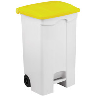 Mobile pedal container 90L yellow lid practical efficient