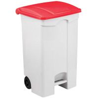 90L mobile container with pedal, practical red lid