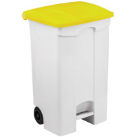 Mobile pedal container 90L yellow lid set of 3