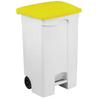 Mobile pedal container 90L yellow lid set of 3