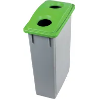 90L bin with green lid for bottle recycling.