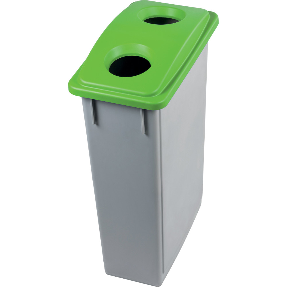 90L bin with green lid for bottle recycling. 90L bin with green lid for bottle recycling.