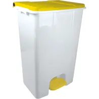 80L white-yellow mobile container with practical pedal