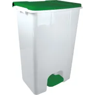 80L white-green mobile container with practical pedal.