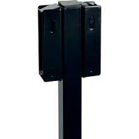 Practical outdoor trash bag holder on post.