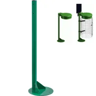 Green post on base for attachable trash bags