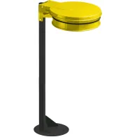 Yellow trash bag holder on functional urban base