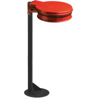 Red trash bag holder on practical and sturdy base