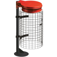 Red bin bag holder with integrated grid, stable base