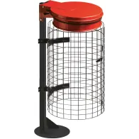 Red bin bag holder with integrated grid, stable base