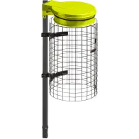 Yellow sealable trash bag holder with integrated grid