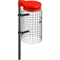 Roter Müllbeutelhalter mit verschließbarem Gitter, praktisch, robust, elegant
