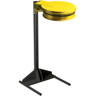 Yellow trash bag holder for events and outdoor demonstrations
