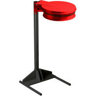 Practical red trash bag holder for events and demonstrations