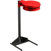 Practical red trash bag holder for events and demonstrations