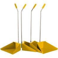Set of 12 yellow steel industrial waste shovels