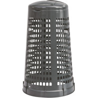 Modern gray trash bin with integrated bag holder