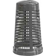 Modern gray trash bin with integrated bag holder